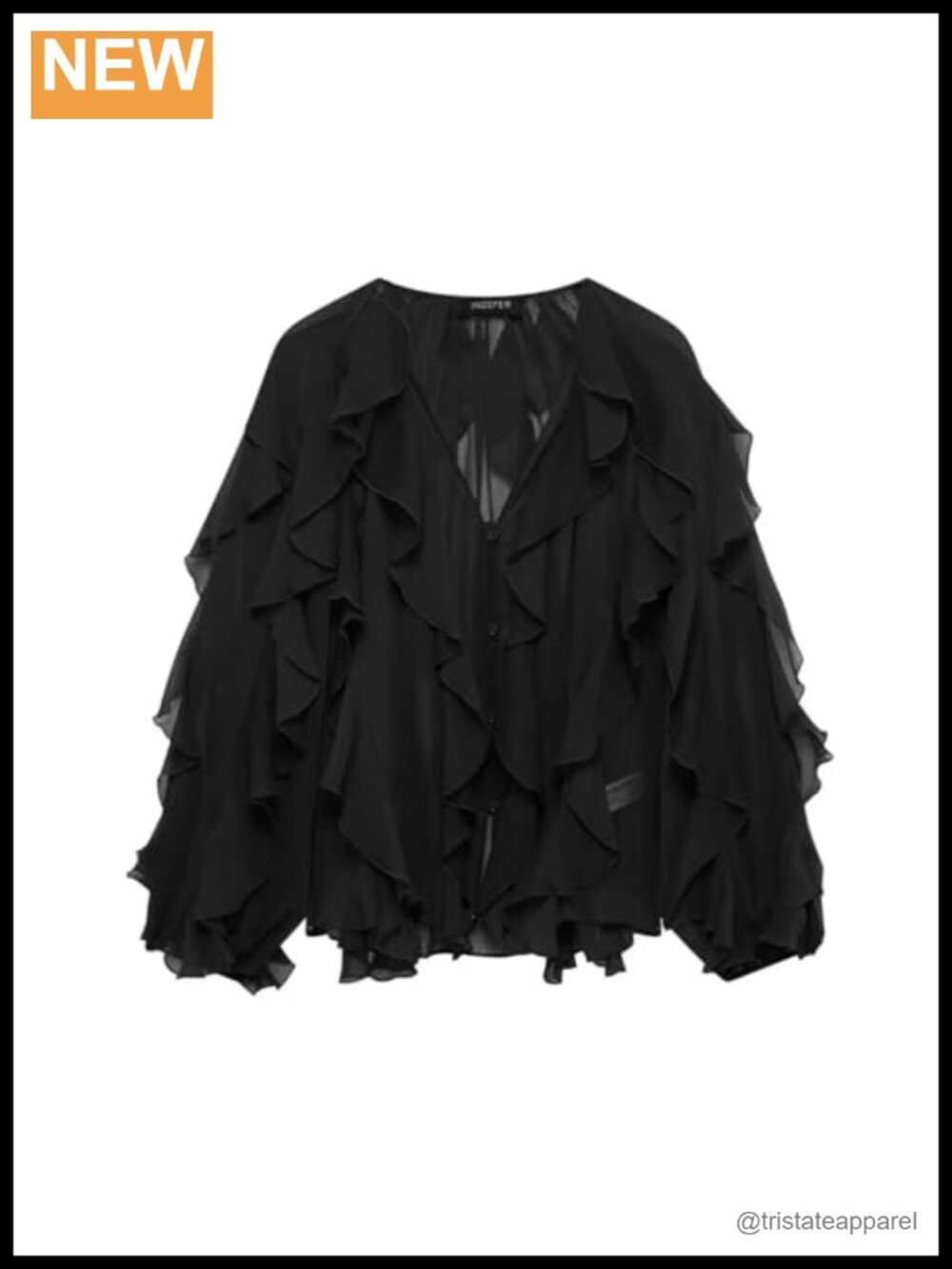 Women's Dressy V-Neck Ruffled Long Sleeve Blouse Office Work Button Down Top